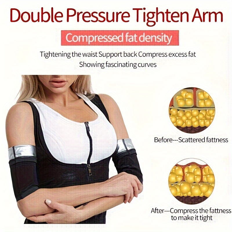 Kumayes Sweat Arm Bands Trimmer for Women & Men Sauna Arm Slimmer Shaper Compression Sleeves Wraps Lose Arm Fat Adjustable / Black
