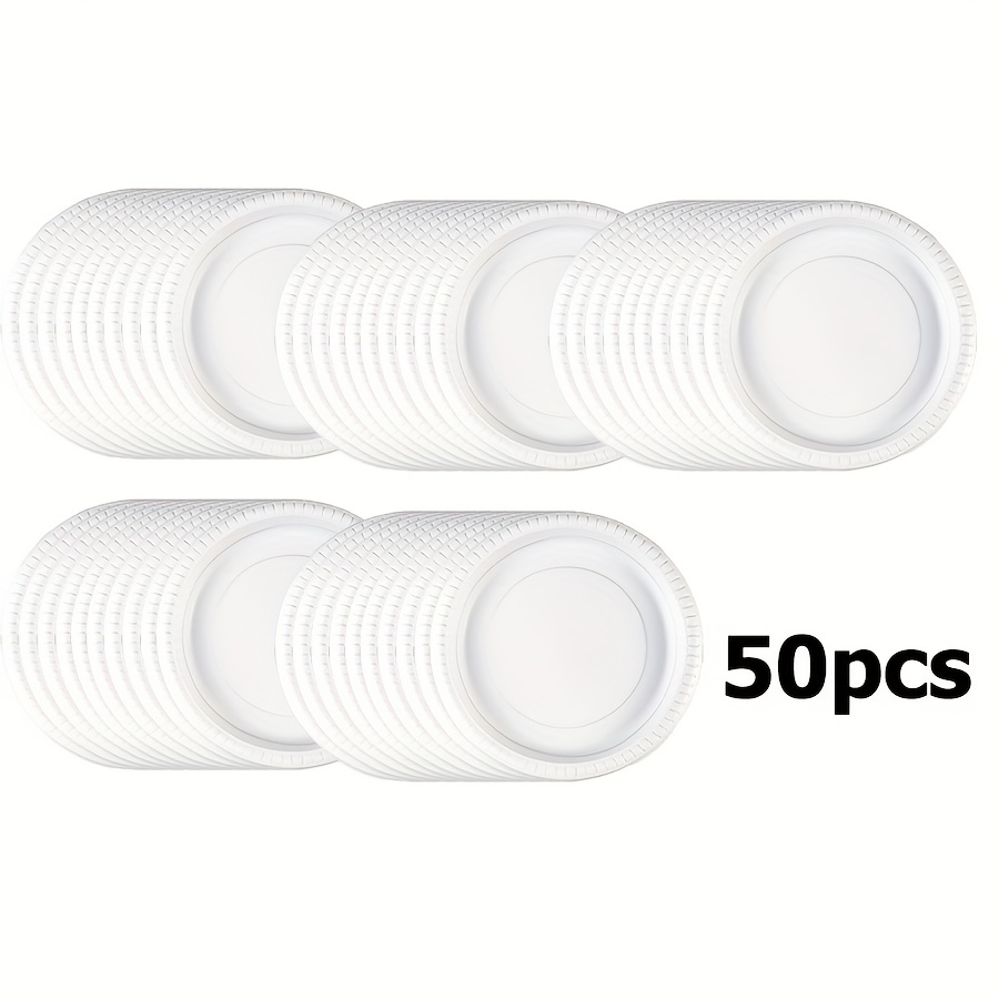 White Plastic Plates Food Grade Biodegradable Dinner Plates - Temu