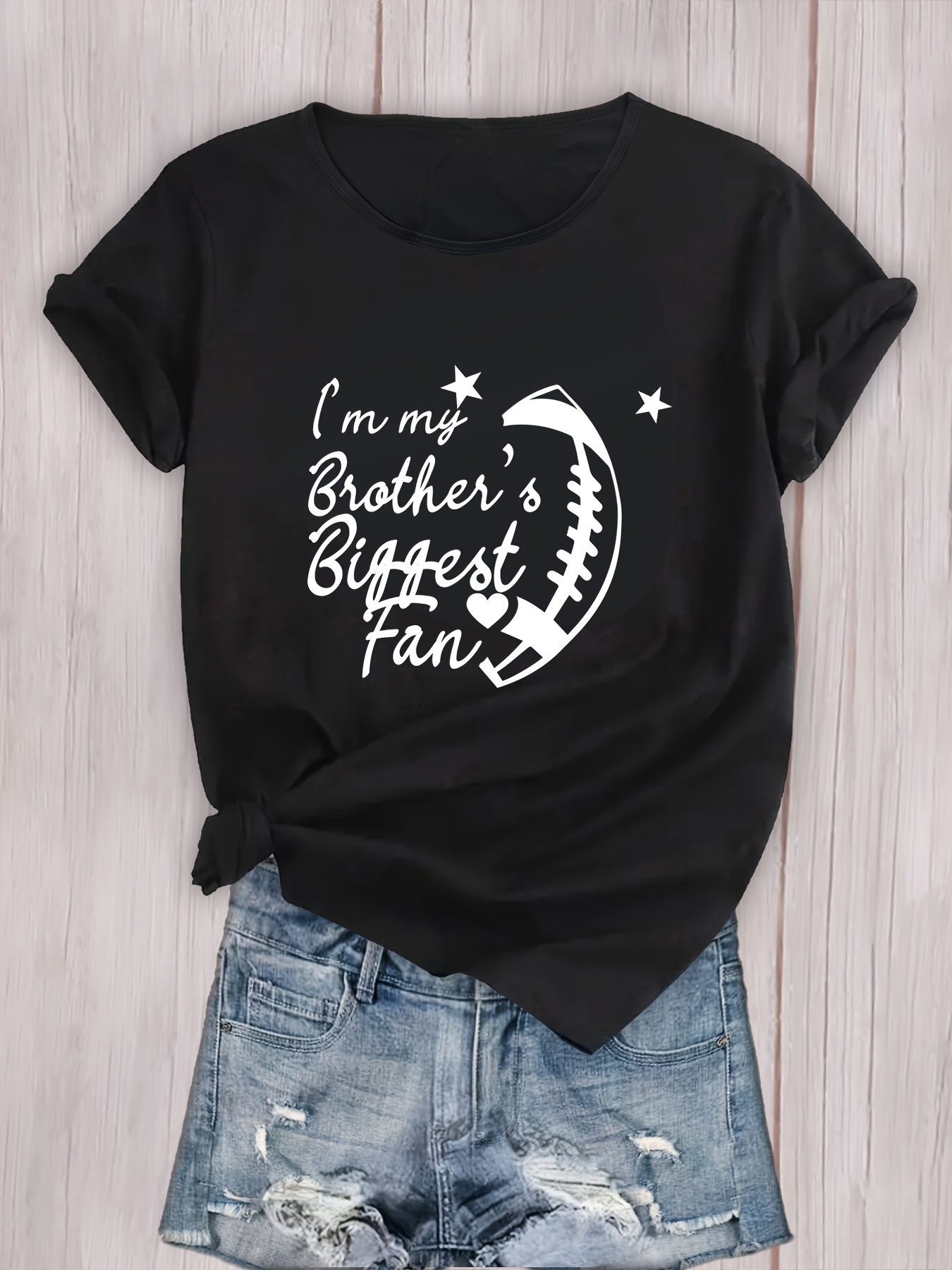 t shirt décontracté confortable femme imprimé lettres Temu Mauritius