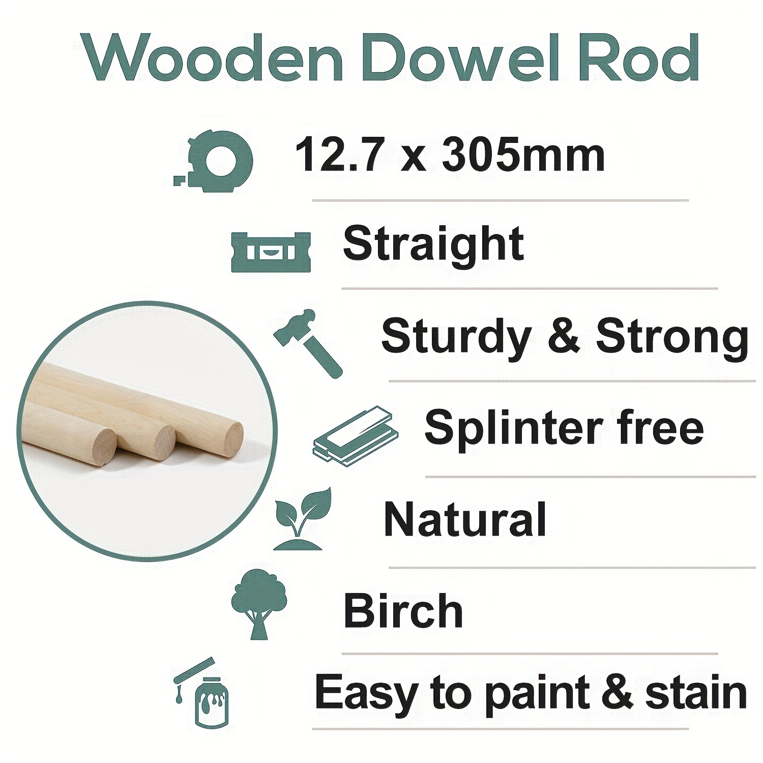 Wooden Dowel Rods Assorted 1/8 & 1/4Inch x 6, for Crafts, Precut Dowels  for Crafting, Hardwood Dowel Rod, Wooden Rod Sticks Doweling Rods, Cake