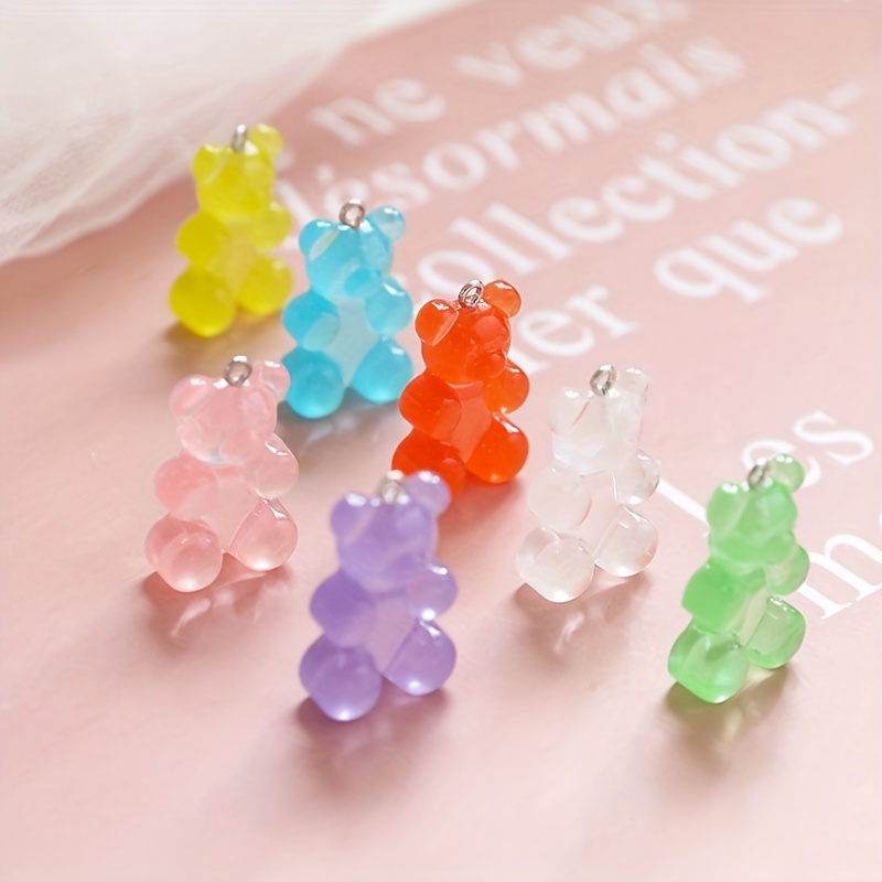 30pcs Mixed Color Gummy Bear Beads Diy Jewelry Accessories