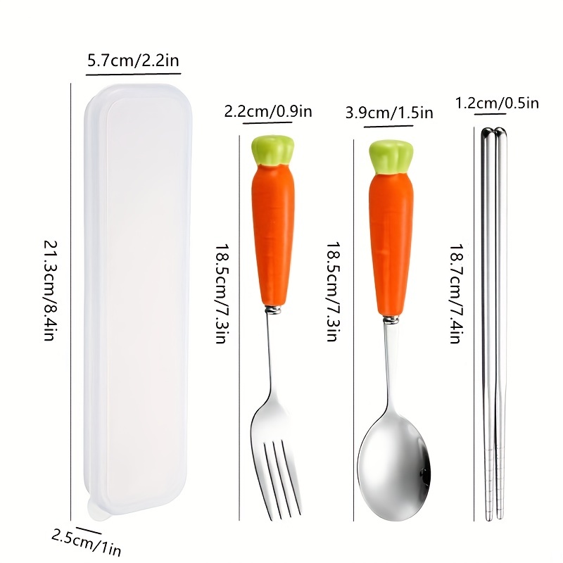 Carrot Stainless Steel Chopsticks, Spoon and Holder Set