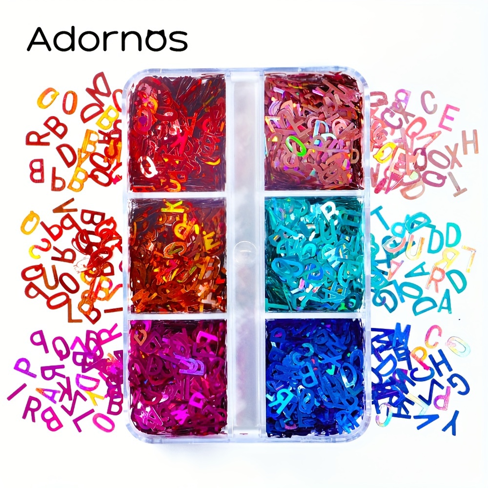 English Letter Resin Sequins Holographic Epoxy Resin Shaker - Temu