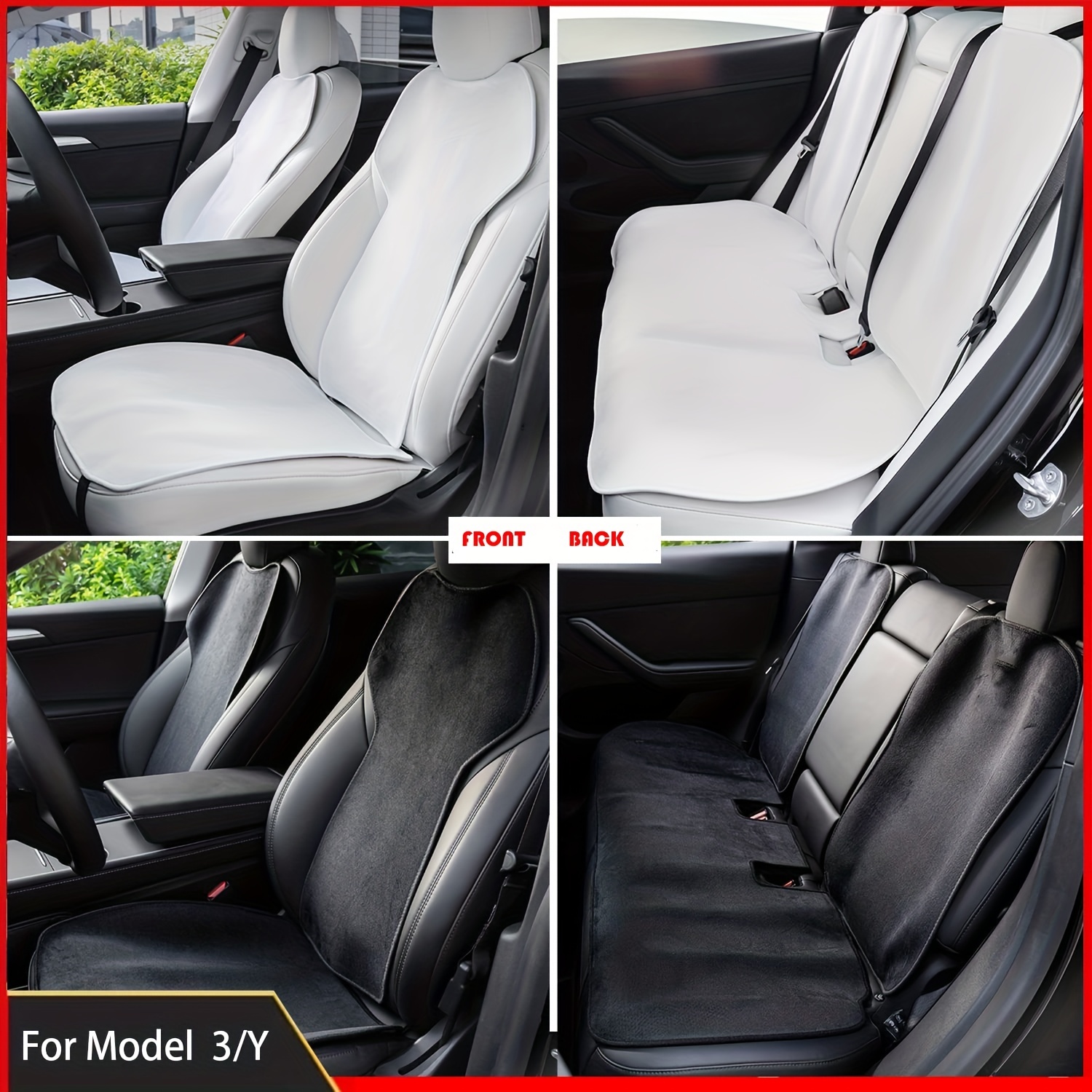 Piora Housse de siège arrière blanche améliorée compatible avec Tesla Model  S / 3 / X/Y - Serviette épaisse - Convient à votre Tesla - Sans sangle