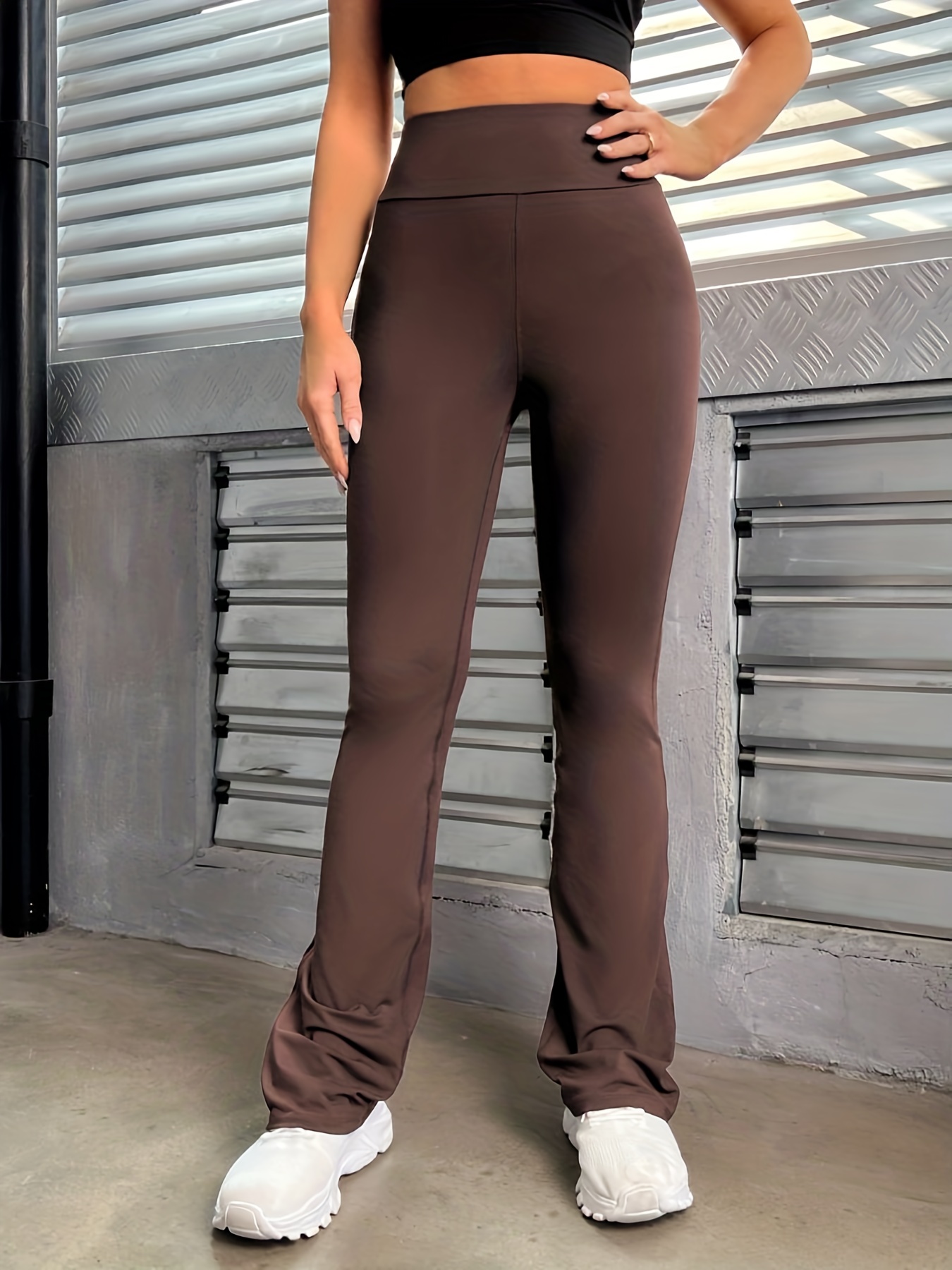 Flared leggings - Dark brown - Ladies