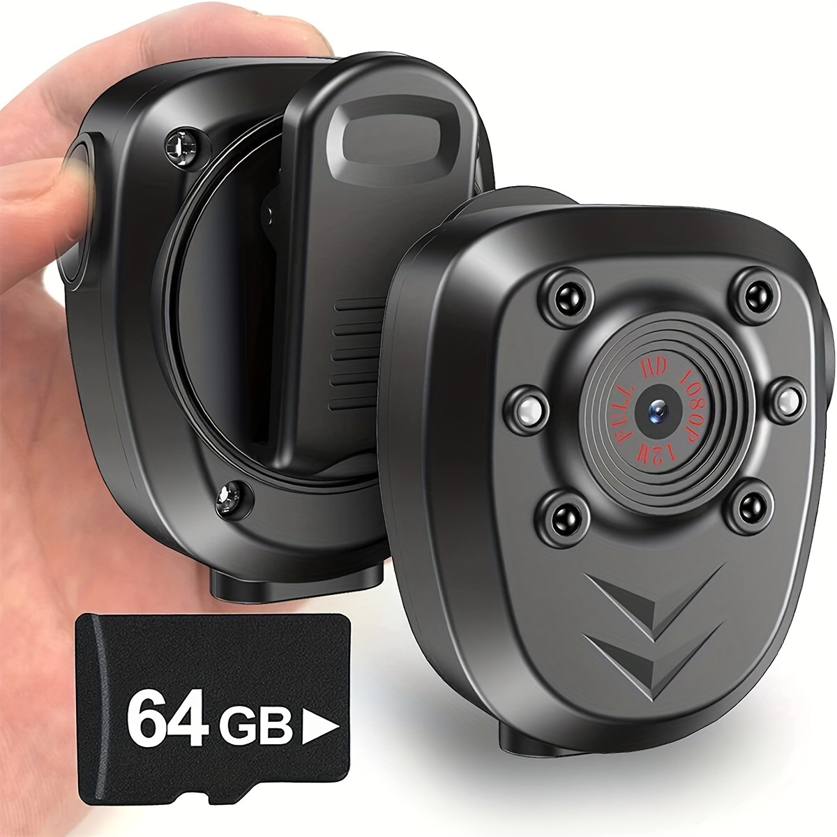 64gb-mini Wearable Body Camera,1080p Portable Small Camcorder
