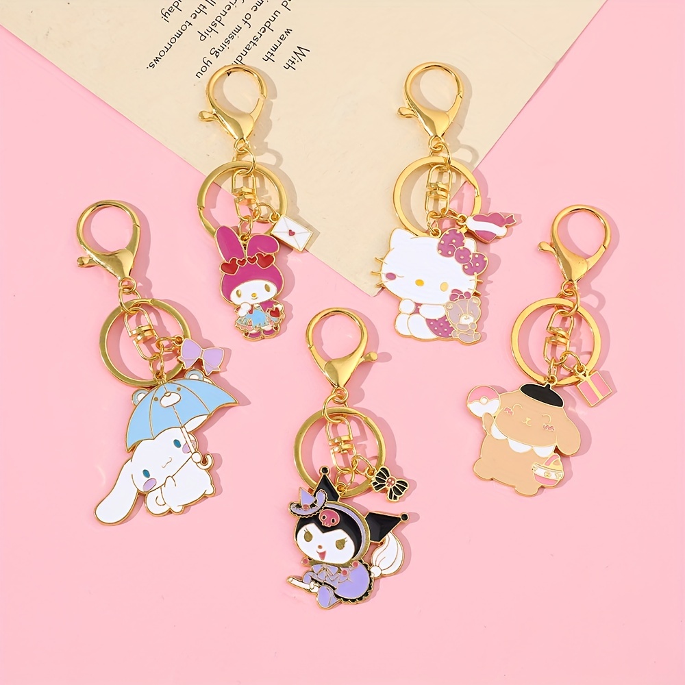Porte-clés Sanrio en PVC mignon accessoires de dessin animé Hello Kitty  Kuromi mélodie cannelle