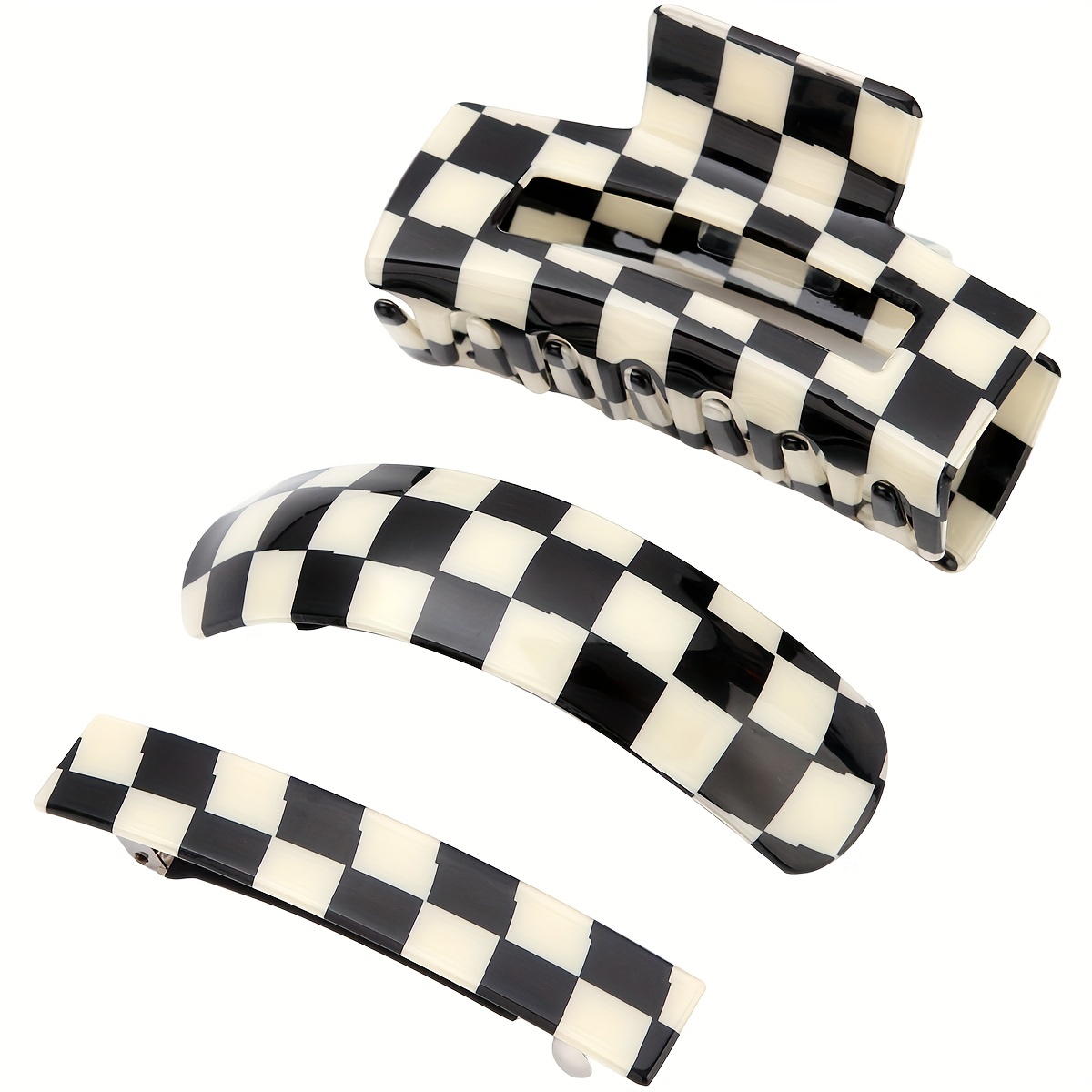 Checkered Pattern Hair Claw Clip Hollow Rectangle Shape Jaw Clips Ponytail  Holder Hair Accessories For Women Girls - Temu