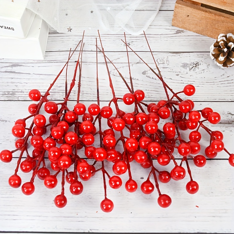 Red Berries Stems For Christmas Tree Artificial Red Berry - Temu