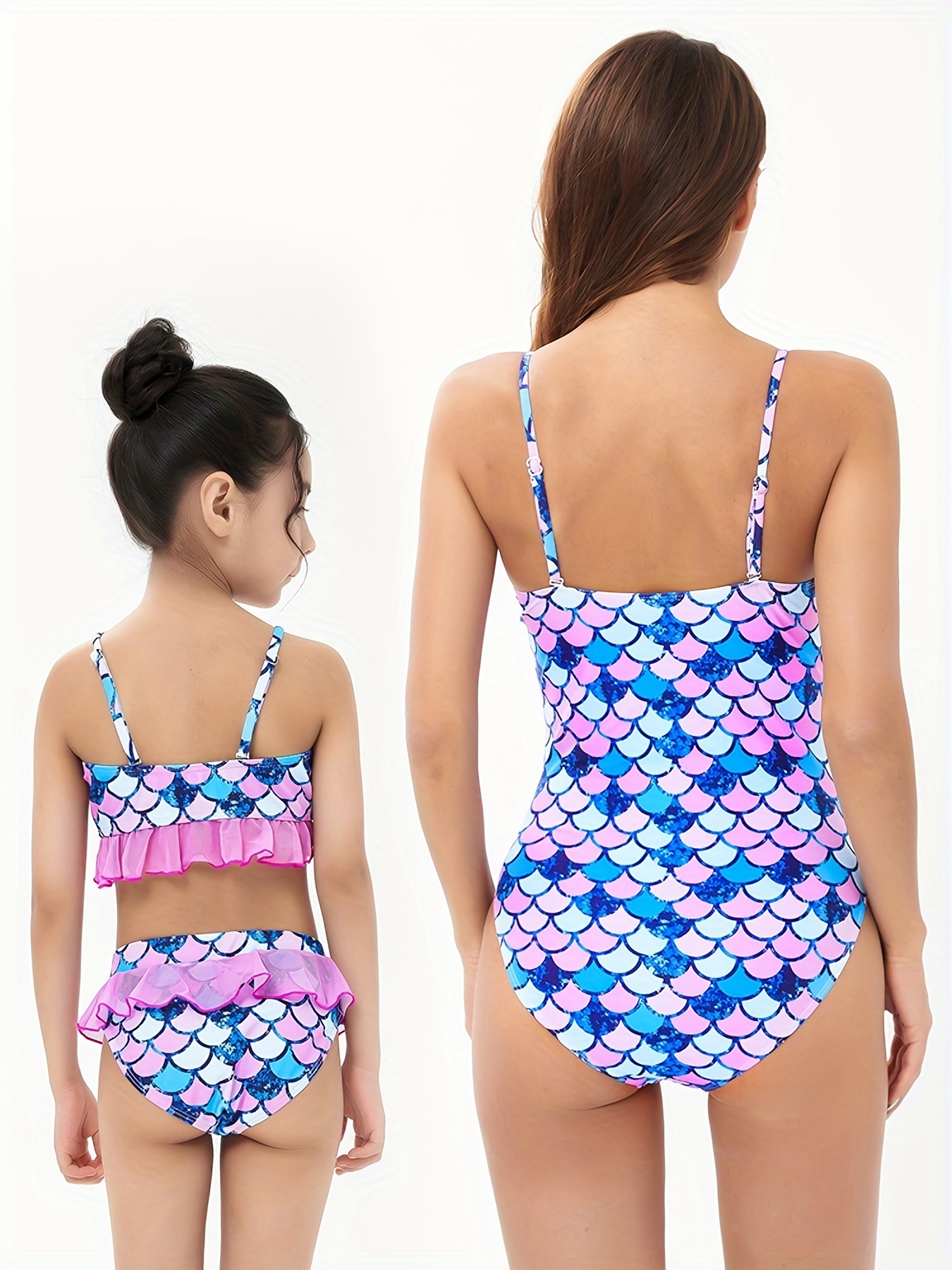  Family Matching Swimwear Printed Ruffles Mommy Me 2Pcs