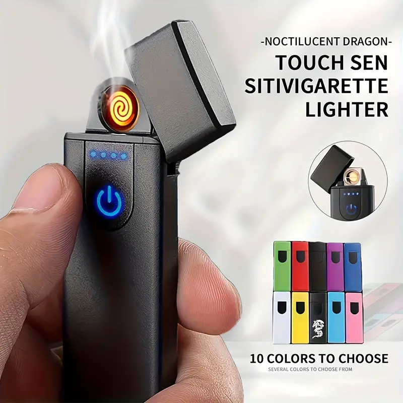 usb rechargeable electric lighter windproof touch sensitive perfect gift for dad boyfriend husband brothers details 0