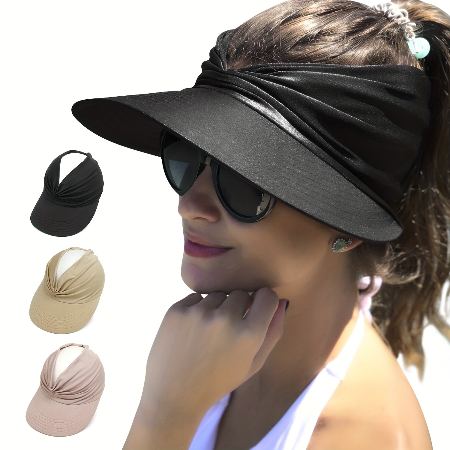 Gorra de playa de protección UV para mujer con visera grande