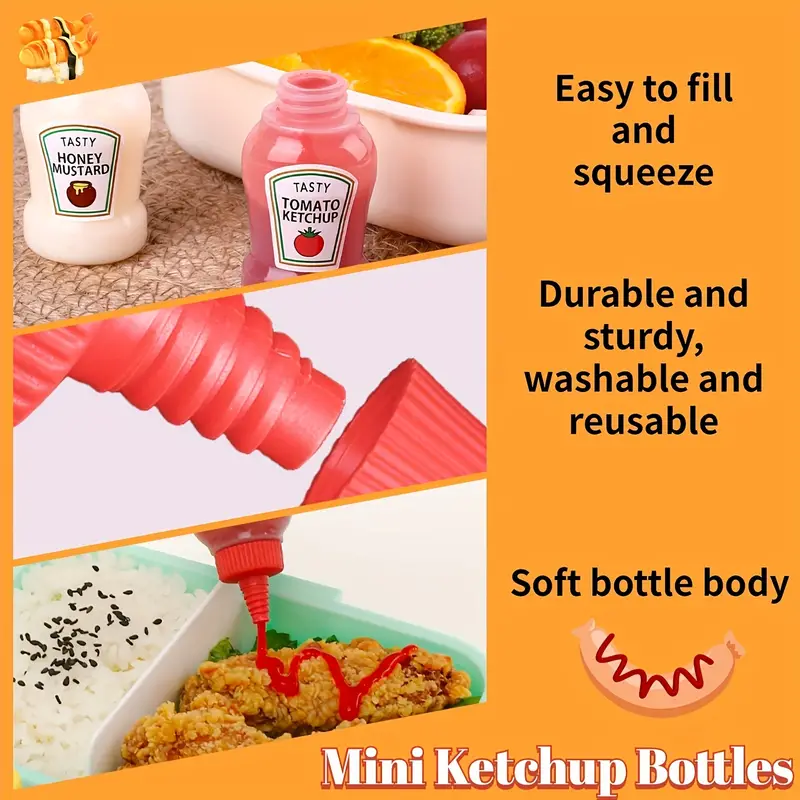 Mini Tomato Ketchup Bottle Outdoor Portable Sauce Salad Squeeze Bottle  Small Bento Honey Bottle Storage In Lunch Box Kitchen Accessories