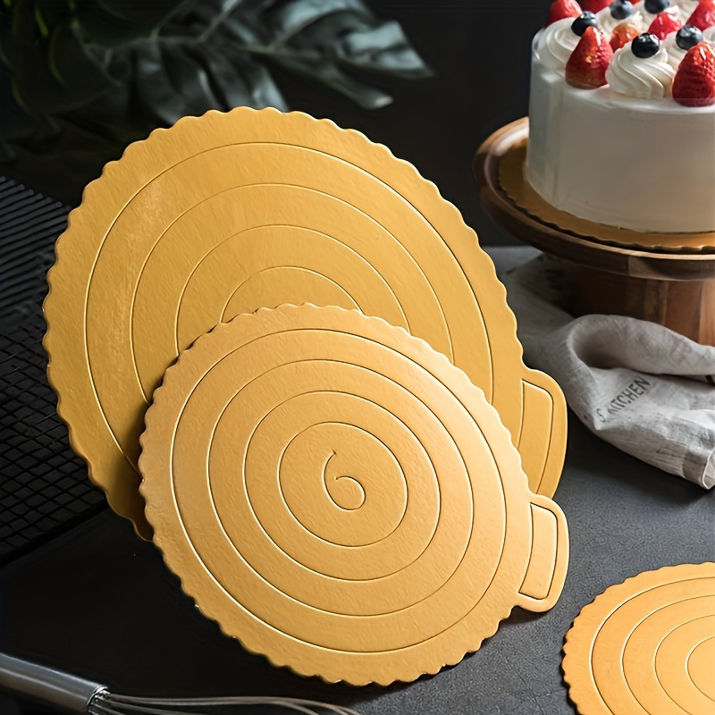 10 Pièces Plateaux À Gâteaux, Plateaux De Pâtisserie Dorés Ronds, Plateaux  À Gâteaux Avec Bordure Dentelée Résistants À La Graisse - Plateau À Gâteaux  Avec Socle Épaississant Pour Fournitures De Décoration De