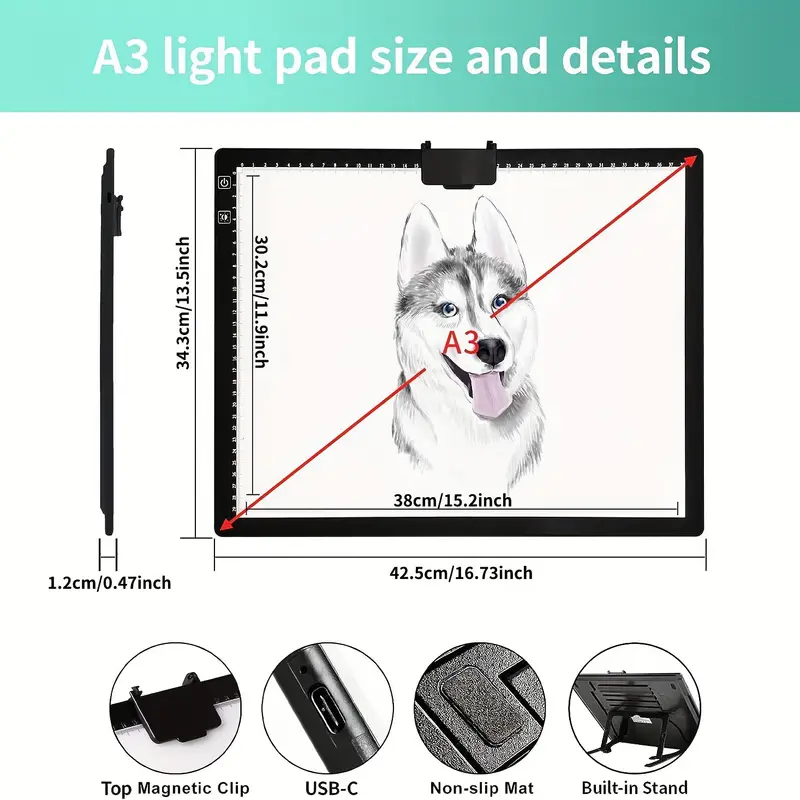 A4 Light Box for Tracing, Wireless Battery Powered Light Pad, Dimmable  Brightness Portable Light Board, Magnetic Drawing Board, Diamond Painting  Light Pad 