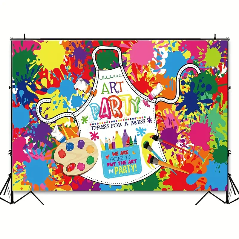 Art Paint Party Backdrop Decorations Artist Theme Birthday - Temu