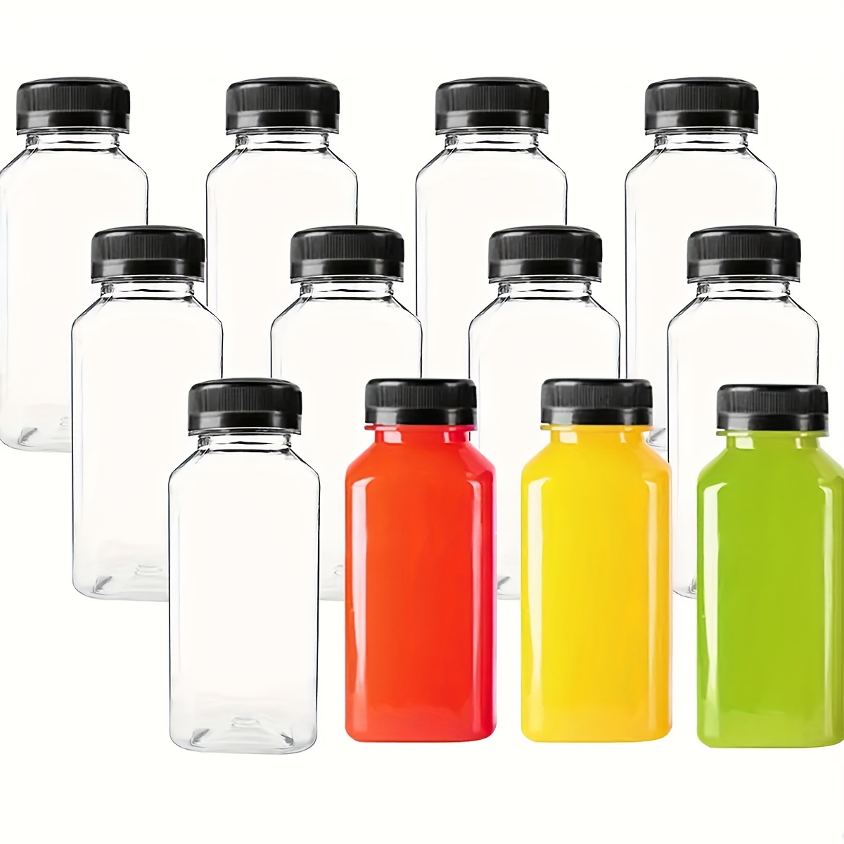 5pcs Plastic Juice Bottles With Caps, 8oz 12oz（250ml，350ml），Juice  Containers With Lids For Fridge, Reusable Juicing Bottles, Smoothie Bottle,  Empty Pl