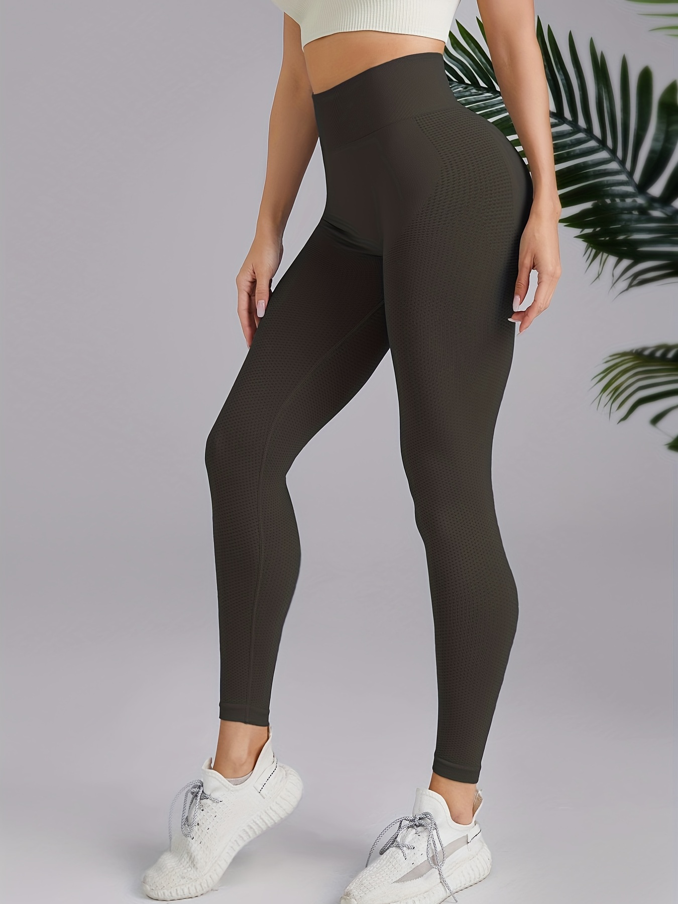 Leggings Sin Costuras Color Sólido Mujer Pantalones Yoga - Temu