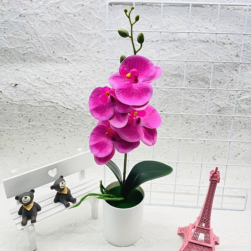 Orquídeas artificiales con jarrón para decoración del hogar, falaenopsis  bonsái, plantas falsas, arreglo floral, hogar, oficina, fiesta, centro de