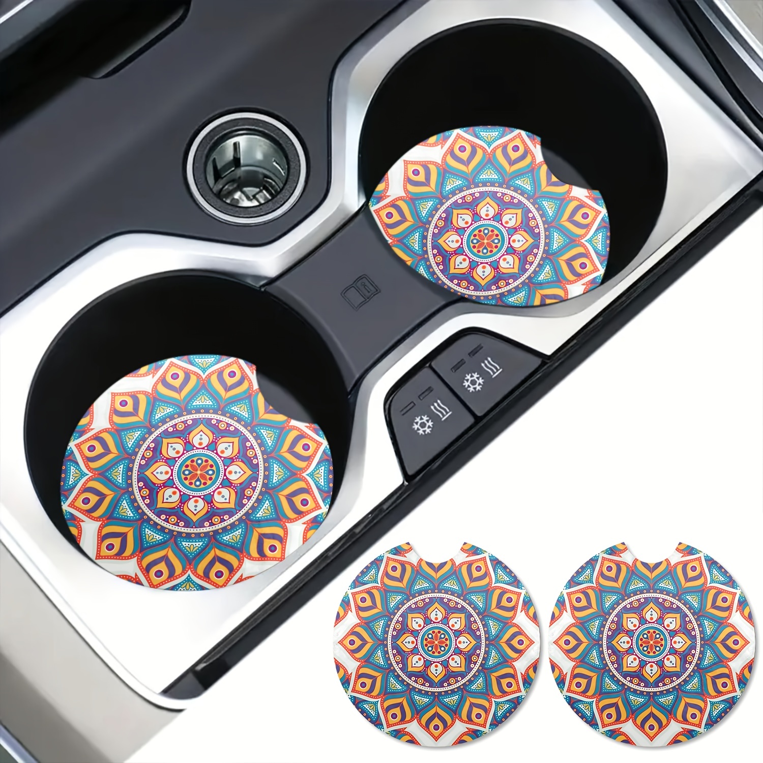 Boho Car Cup Holder Coasters Aesthetic Fun Car Accessories - Temu