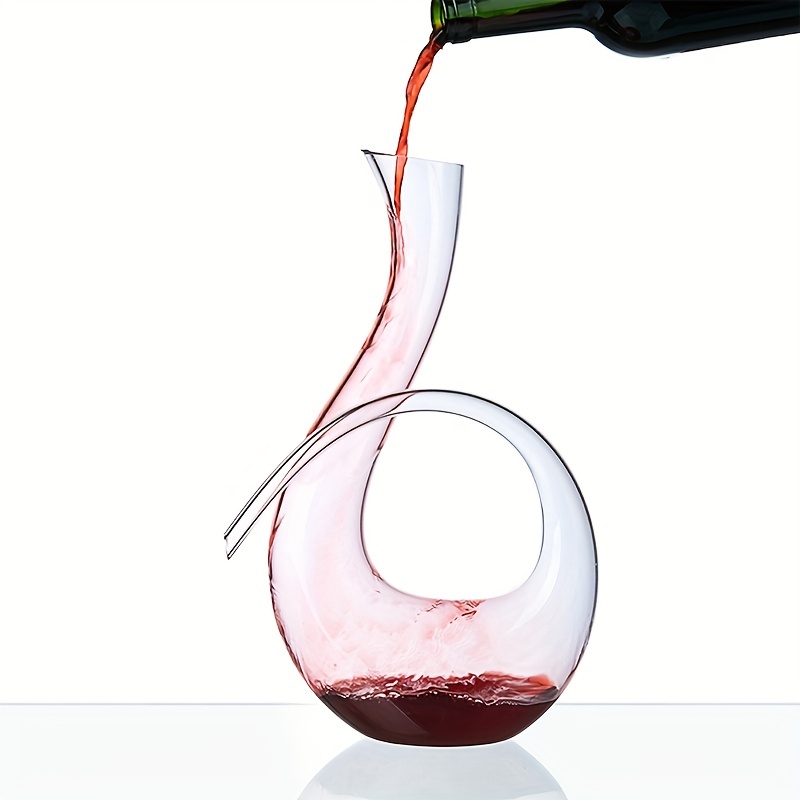 Unique Pyramid Glass Wine Decanter Hand Blown Red Wine Carafe with Wide Base