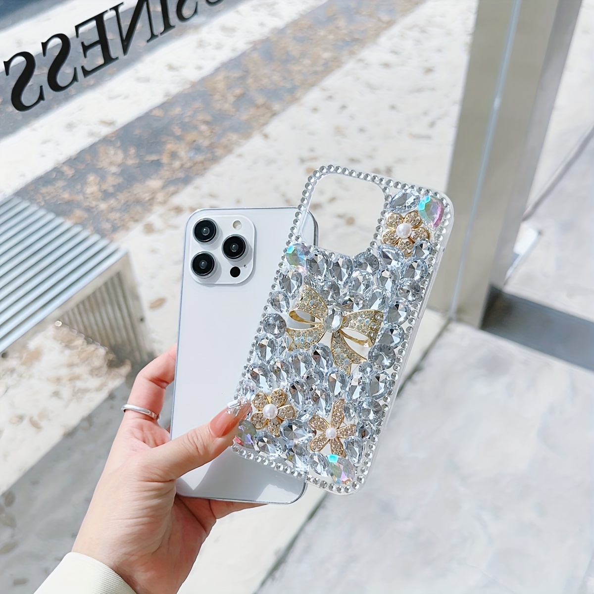 Mobile Phone Butterfly Shiny Luxury Rhinestone Phone - Temu