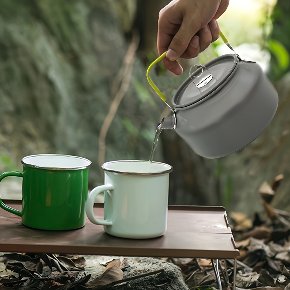 1.2l Aluminum Camping Kettle, Outdoor Portable Hard Oxidation Coffee And  Tea Pot, For Camping And Hiking