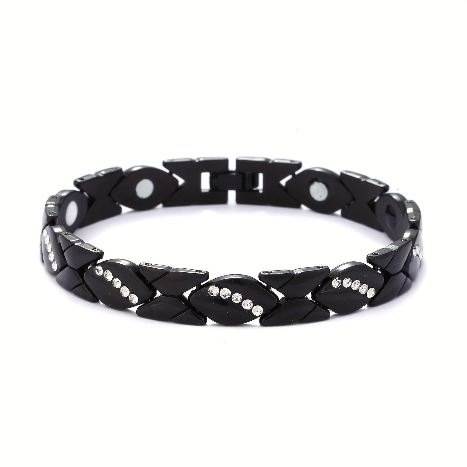 Men's Leaf Magnetic Bracelet with Diamond