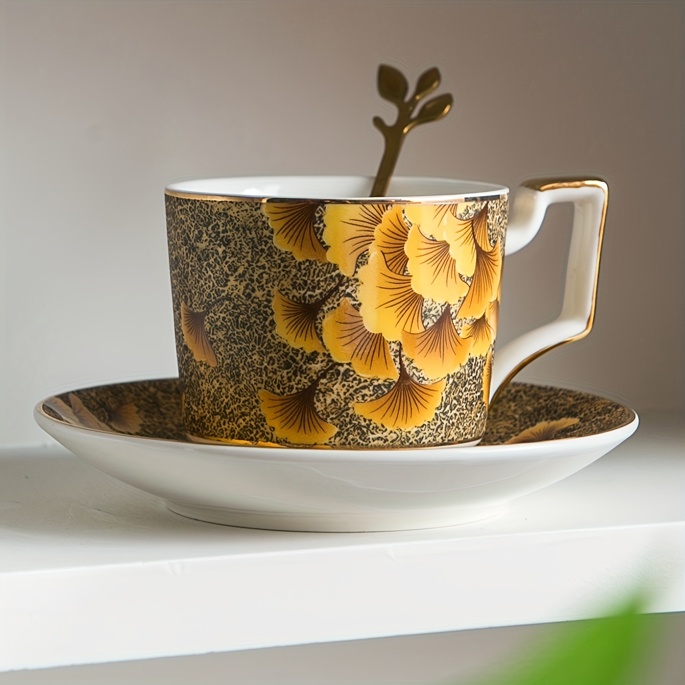 Bone China Ceramic Tea Cup Saucer Spoon Luxury Coffee Mug - Temu