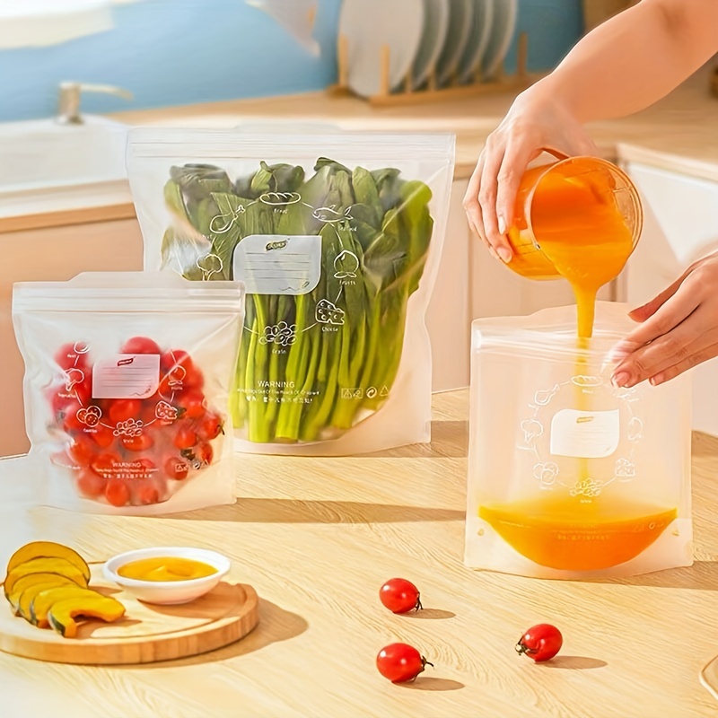 1pc Home Kitchen Food Sealing Storage Bag For Fridge Vegetable Fruit Storage,  Self-sealing Plastic Packaging Bag, Food Preservation Bag