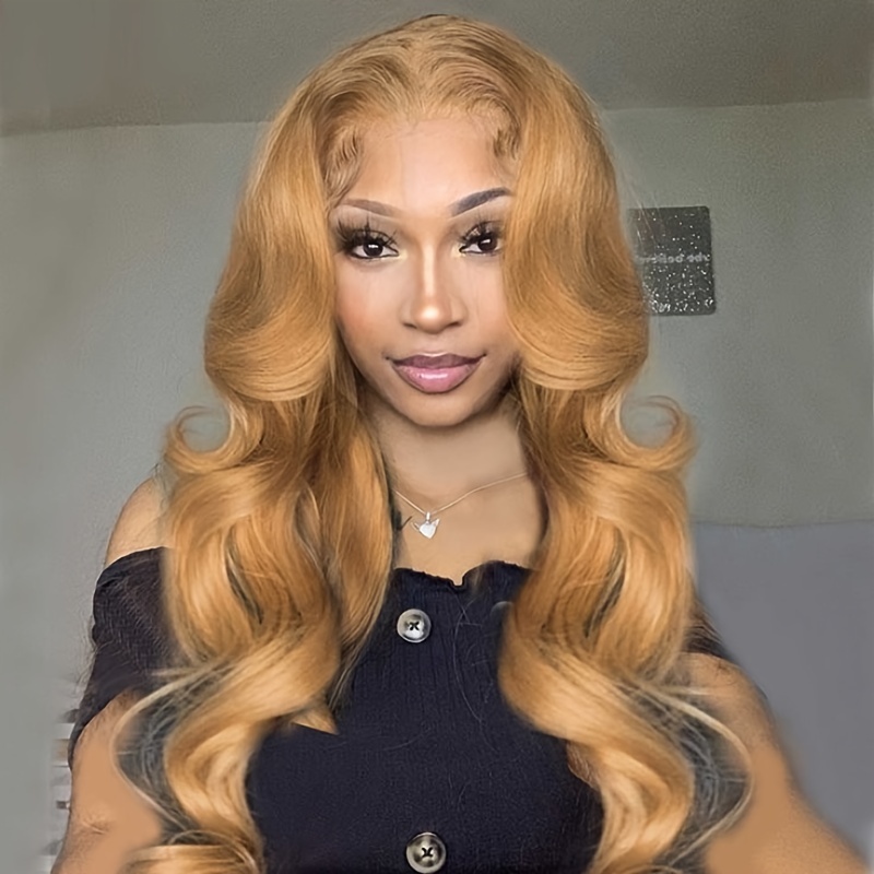 Honey Blonde Color 27# 13×4 Lace Front Wigs,Indian Remy Human