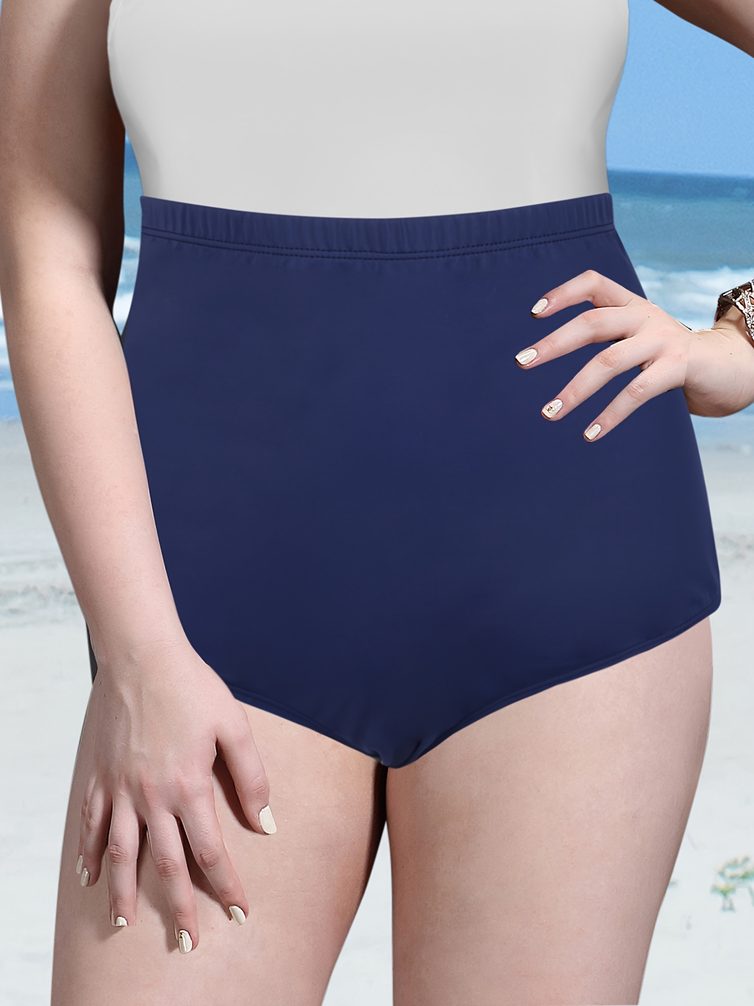 Navy blue high-waist bikini bottom