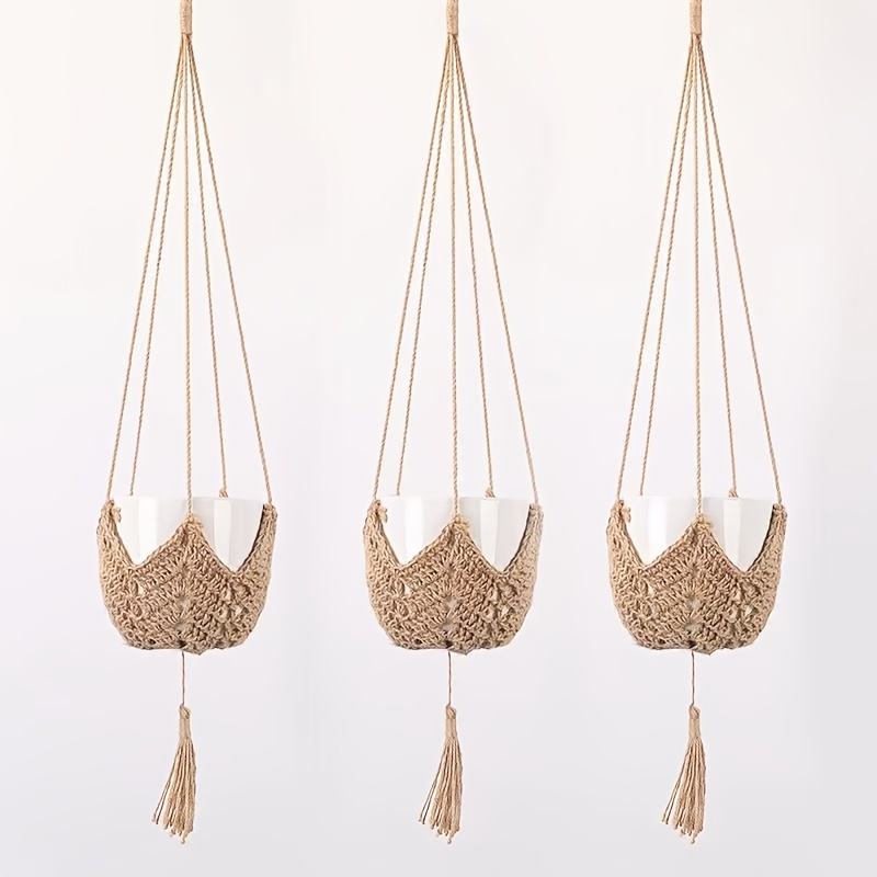 3pcs Guno Macrame Plant Hanger Hand Woven Boho Flowerpot Rack