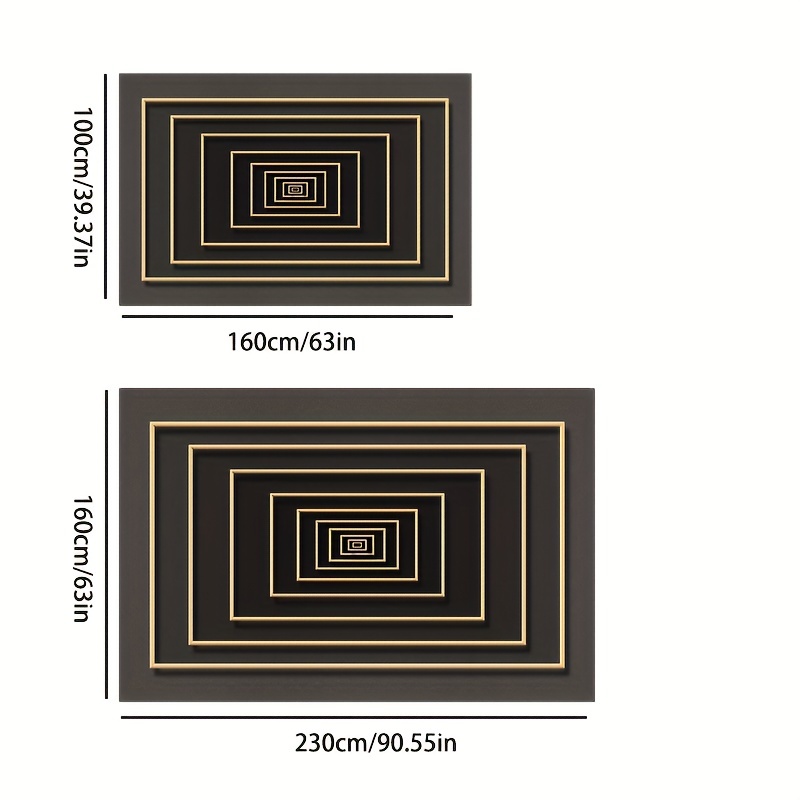 3D Geometric Area Rug Soft Large Washable Rug Non Slip Backing Low Pile