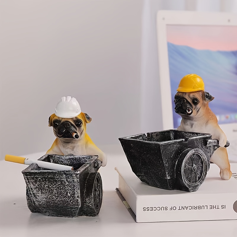 Cenicero de resina creativo con forma de carrito de perro