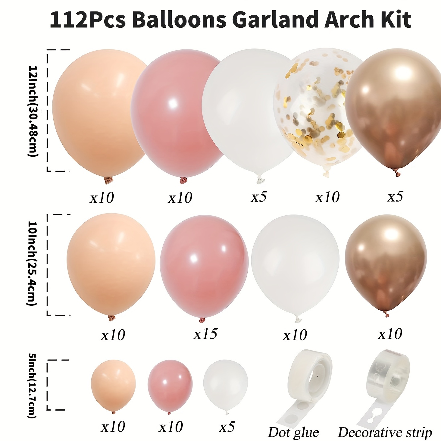 112pcs Blush Pink Balloons Garland Kit for Party Decor