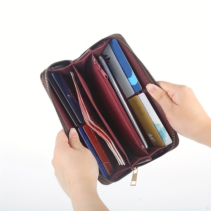 Retro Geometric Pattern Women's Long Wallet, Zipper Around Coin Purse, Lage  Capacity Credit Card Case - Temu