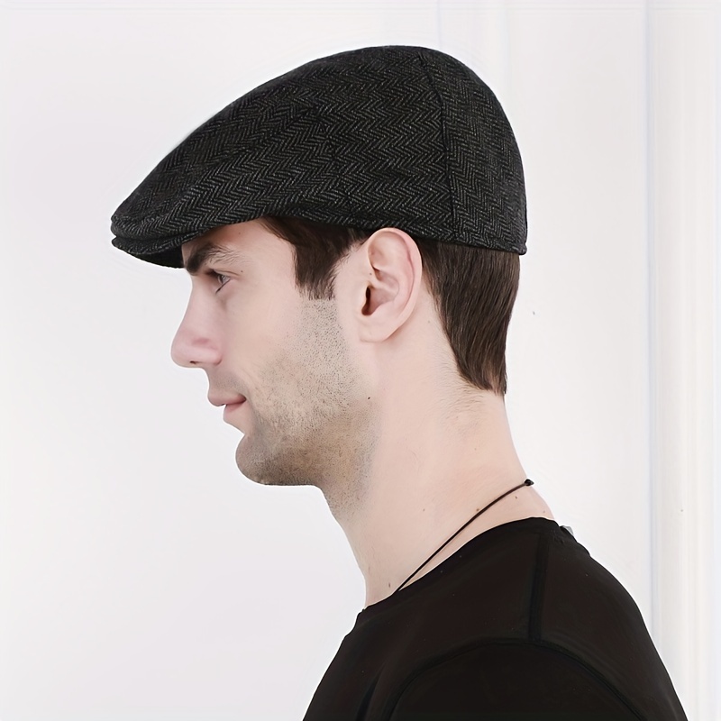 herringbone mens middle aged youth summer beret cap for outings