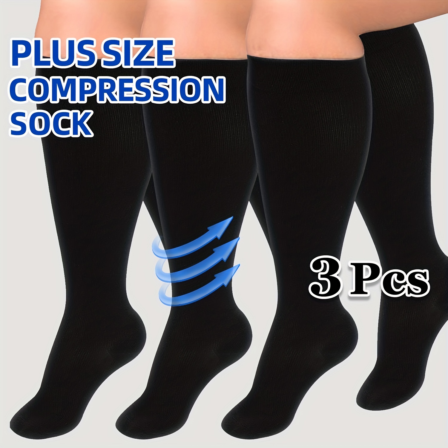 Compression Socks Women Men Plus Size 20 30 Mmhg Knee High - Temu