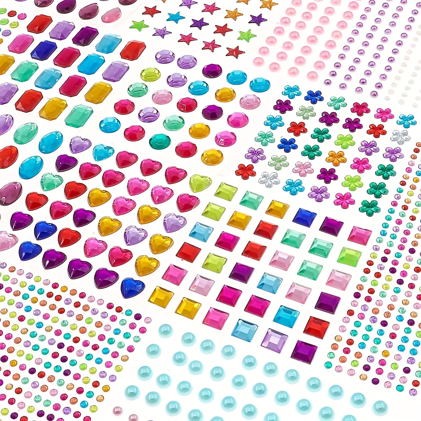 1782 Pcs Adhesive Rhinestones Stickers for Crafts