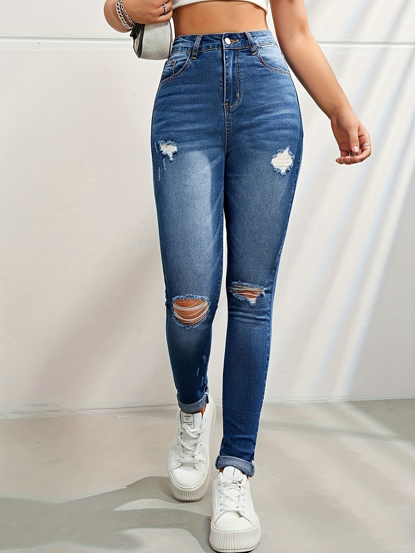 High Waisted Ripped Jeans