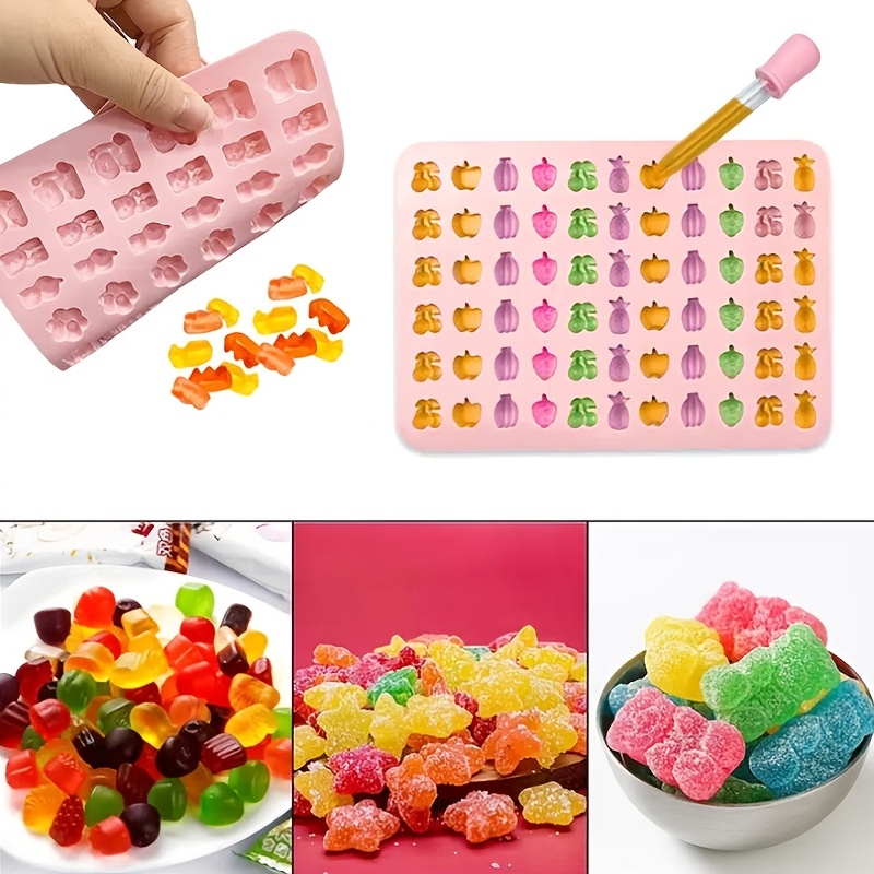 Silicone Gummy Bear Chocolate Molds, With 2 Droppers, Non-stick Silicone Candy  Molds, Diy Molds - Temu