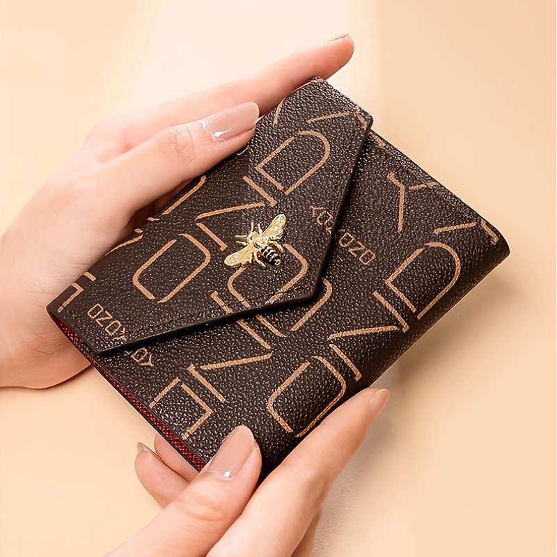 Retro Style Small Wallet, Women's Fashion Letter Detail Wallet With Zipper  Pocket - Temu