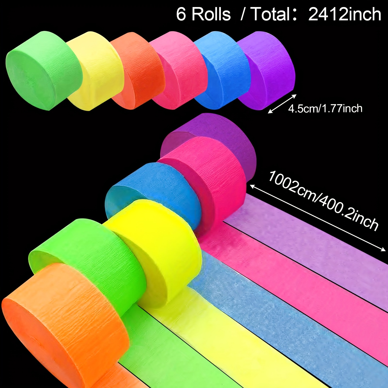 Uv Neon Streamers Crepe Paper Glow Party Supplies And - Temu