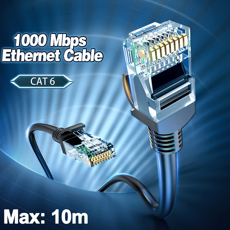 Soibke Cable Ethernet 5 Metros, Cat 6 Cable de Red Plano 5m, Cable RJ45  Alta Velocidad 10/100/1000 Mbits Cable Wifi, LAN Gigabit Largo Cable  Internet 5 Metros para Módem Switch(Negro, 5 Clips) : : Informática