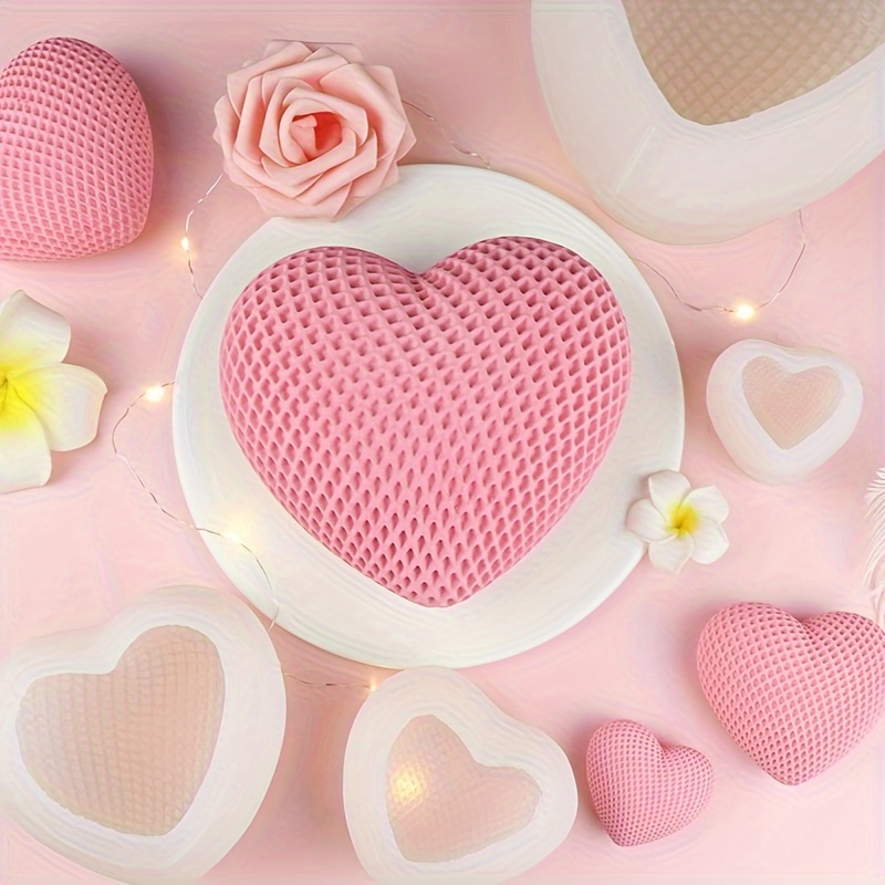 

3d Stereo Heart-shaped Grid Weaving Valentine's Day Mousse Cake Chocolate Decoration Baking Silicone Mold