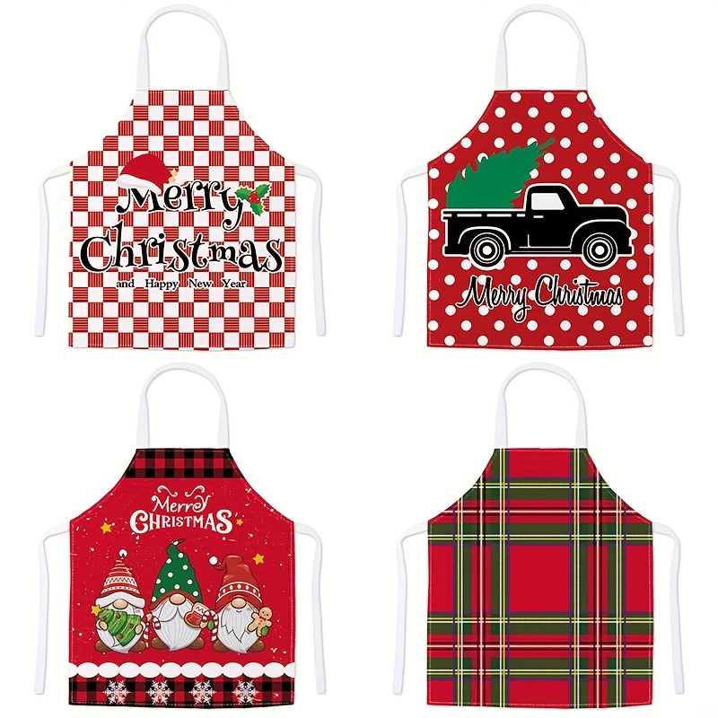 Linen Waterproof Apron Christmas Decorative Restaurant Home Kitchen Apro