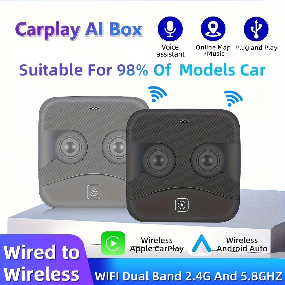 Adaptador inalámbrico CarPlay compatible con Apple iPhone iOS 10+ Car Play  Dongle convierte 5.8GHz WiFi Plug & Play sin demora actualización en línea