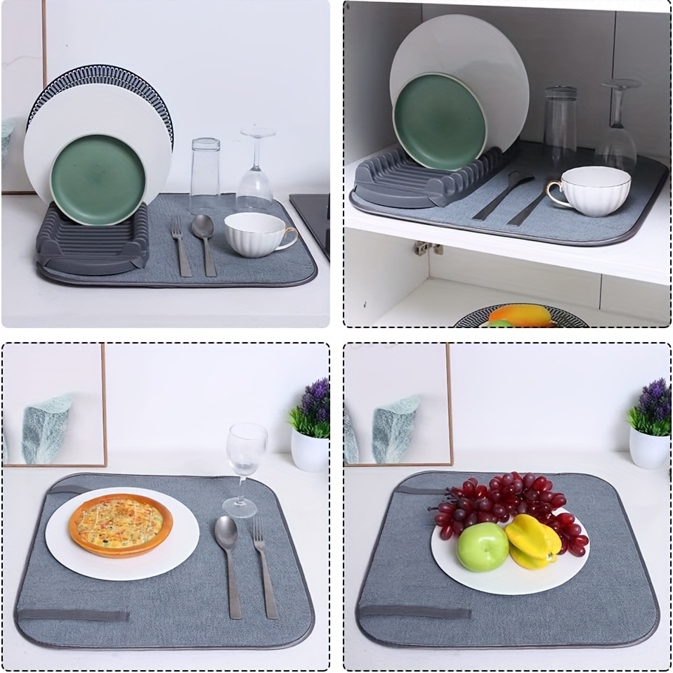 Large Dish Drying Mat Absorbent Dishes Drainer Dish Cups Draining Pad Quick  Drying Easy To Clean