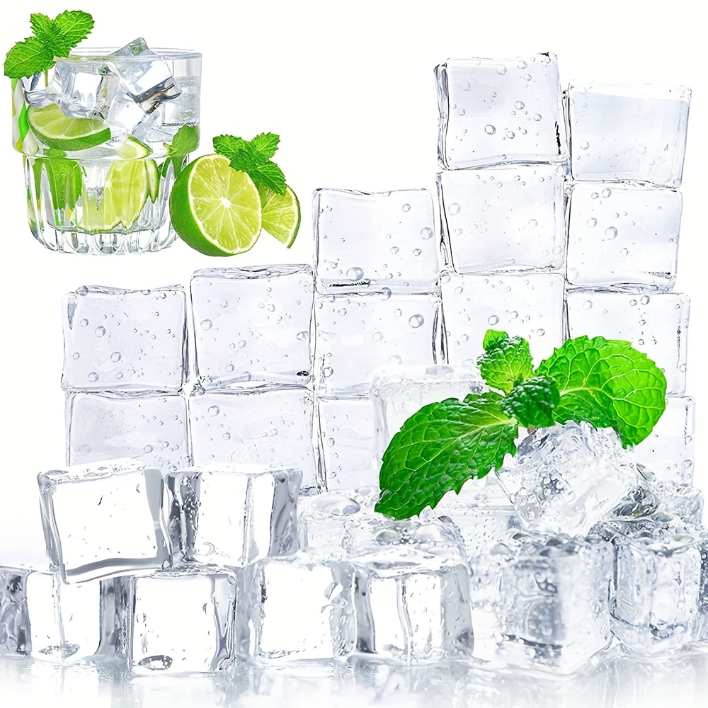 Paquete de 100 cubitos de hielo reutilizables para bebidas,  cubos de hielo de plástico transparente de forma redonda sin diluir sin  BPA, cubos de hielo recongelables para café, vino, whisky, cócteles (